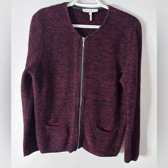 Sandro Vintage Zip-Up Knit Cardigan - Picture 2 of 6